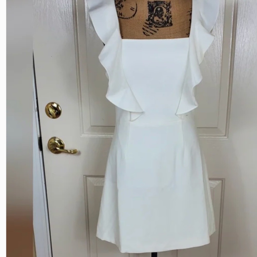 French connection Whisper Square Neck Ruffle Dress